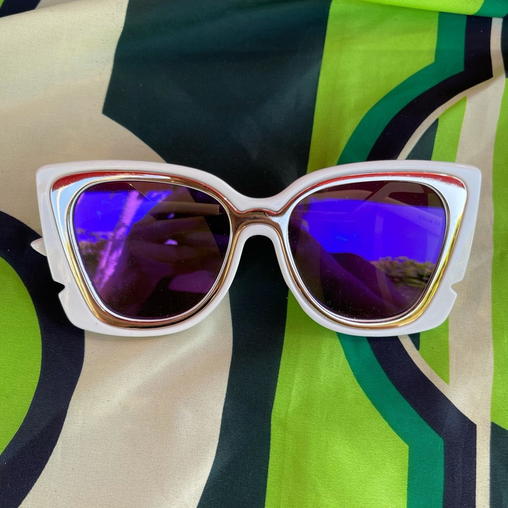 Oversized White Funky Sunglasses